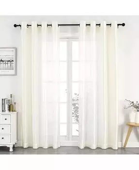 Легкая прозрачная прозрачная занавеска из искусственного шелка Artisan с одинарной люверсом Kate Aurora, слоновая кость