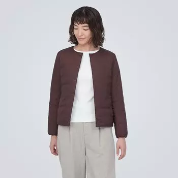 Легкая пуховая куртка без воротника (антистатическая подкладка) MUJI, бордо
