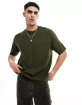 Легкая пушистая футболка цвета хаки ASOS
