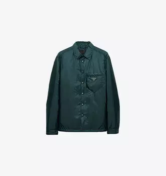 Легкая рубашка из нейлона с классическим воротником Prada, зеленый