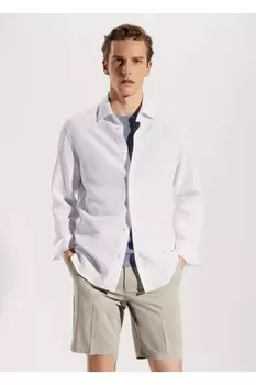 Легкая рубашка из смеси лиоцелла и льна Mango, синий