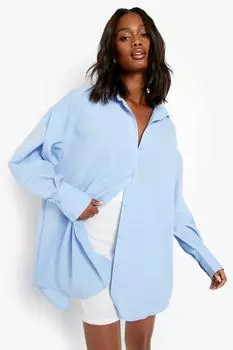 Легкая рубашка оверсайз марл Boohoo, синий