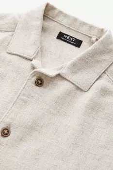 Легкая рубашка с короткими рукавами из смесового льна (от 3 месяцев до 7 лет) Next, бежевый