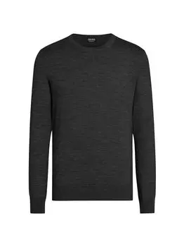 Легкая рубашка с круглым вырезом и длинными рукавами Casheta ZEGNA, черный