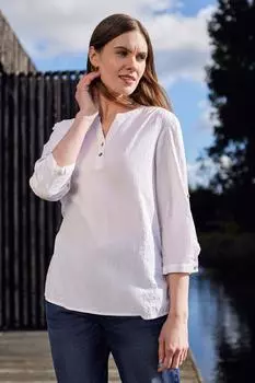 Легкая рубашка свободного кроя из хлопковой вуали с закатанными рукавами 'Petra' с рукавами 3/4 Mountain Warehouse, белый