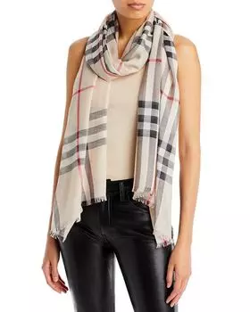 Легкая шерсть в клетку Giant &; Шелковый шарф Burberry, цвет Tan/Beige
