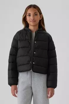 Легкая стеганая куртка бомбер с воротником стойкой (4 13 лет) Gap, черный