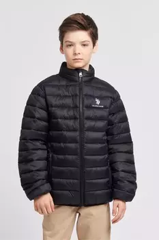 Легкая стеганая куртка для мальчика на завязках U.S. Polo Assn, черный