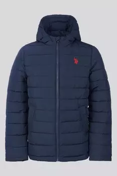 Легкая стеганая куртка с капюшоном для мальчиков U.S. Polo Assn, синий
