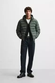 Легкая стеганая куртка ZARA, цвет bottle green