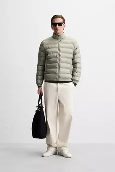 Легкая стеганая куртка ZARA, серо-коричневый