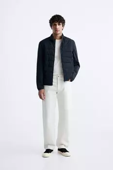 Легкая стеганая куртка ZARA, темно-синий