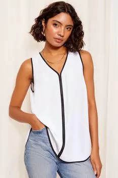 Легкая тканая туника без рукавов с краями Friends Like These, белый