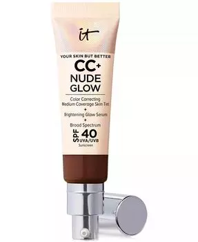 Легкая тональная основа CC+ Nude Glow + сыворотка для сияния SPF 40 It Cosmetics, цвет Deep Bronze