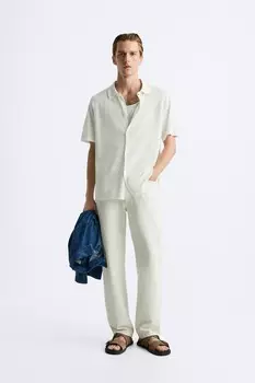 Легкая трикотажная рубашка ZARA, белый