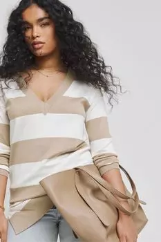 Легкая туника в полоску с напуском и v-образным вырезом Simply Be, мультиколор