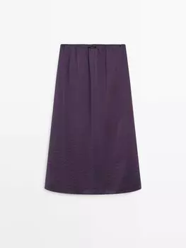 Легкая юбка миди с кружевной отделкой в тон Massimo Dutti, фиолетовый