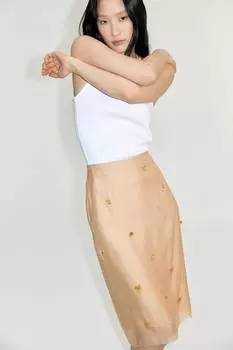 Легкая юбка с украшениями H&M, бежевый