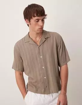 Легкая укороченная рубашка с длинными рукавами Abercrombie & Fitch серого цвета