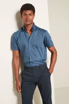 Легкая в уходе королевская оксфордская рубашка с короткими рукавами Next, синий