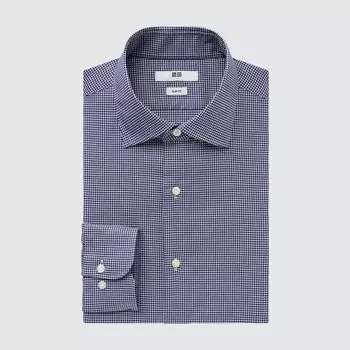 Легкая в уходе рубашка в клетку UNIQLO, темно-синий