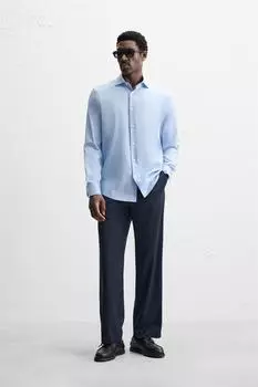 Легкая в уходе текстурированная рубашка ZARA, цвет Light sky blue