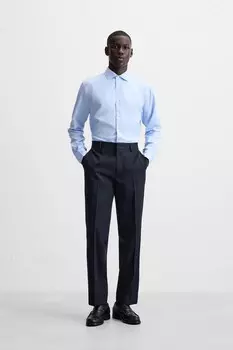 Легкая в уходе текстурная рубашка ZARA, небесно-голубой