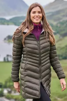 Легкая, водостойкая длинная куртка с капюшоном и подкладкой "Флоренция" Mountain Warehouse, хаки