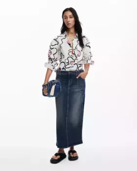 Легкая женская рубашка с цветами Desigual, белый
