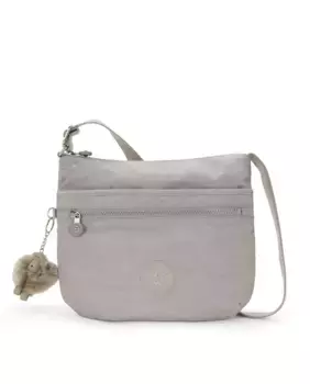 Легкая женская сумка через плечо Kipling с удлиняющимся ремнем бежевого цвета, светло-серый