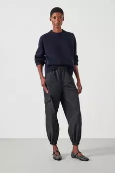 Легкие блестящие брюки карго Ava Hush, черный