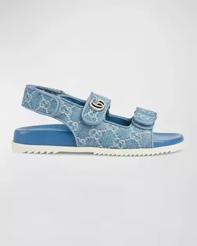 Легкие босоножки Moritz с монограммой на пятке Gucci, цвет Light Blue