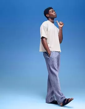 Легкие брюки Abercrombie & Fitch в синюю полоску, надеваемые через голову