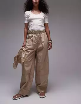 Легкие брюки-баллоны Topshop цвета «камень»