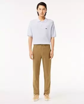 Легкие брюки чиносы из эластичного хлопка Lacoste, бежевый