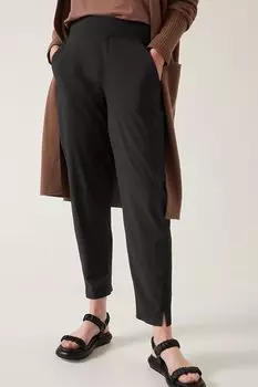 Легкие брюки до щиколотки со средней посадкой Brooklyn Athleta, черный