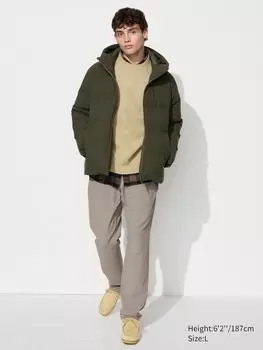 Легкие брюки heattech эластичные в 2 стороны, длинные Uniqlo, бежевый