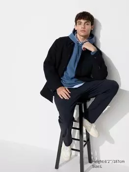 Легкие брюки heattech эластичные в 2 стороны, короткие Uniqlo, синий