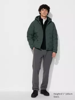 Легкие брюки heattech растягивающиеся в 2 стороны Uniqlo, серый