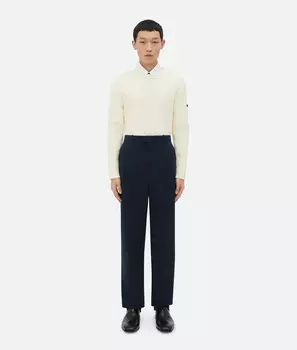Легкие брюки из хлопчатобумажной саржи Bottega Veneta, темно-синий