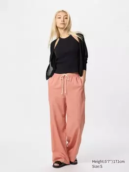 Легкие брюки из льняной смеси длинные Uniqlo, цвет 21 оранжевый