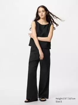 Легкие брюки из льняной смеси Uniqlo, цвет 09 черный