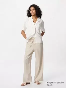Легкие брюки из льняной смеси Uniqlo, цвет 30 бежевый