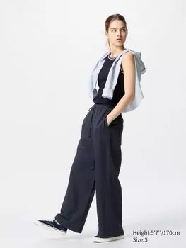 Легкие брюки из льняной смеси Uniqlo, цвет 69 синий