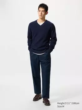 Легкие брюки из льняной смеси Uniqlo, синий