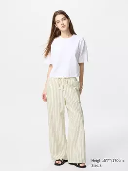 Легкие брюки из смесового льна Uniqlo, цвет 01 белый