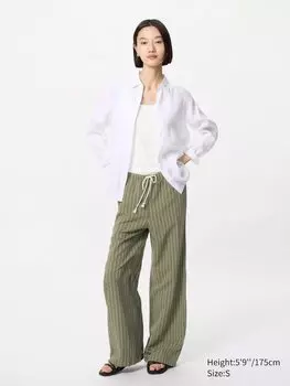 Легкие брюки из смесового льна Uniqlo, цвет 56