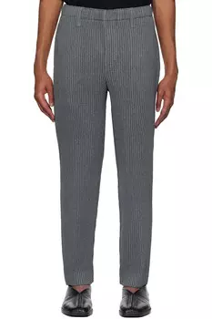 Легкие брюки с эффектом шерсти Homme Pliss Issey Miyake, серый