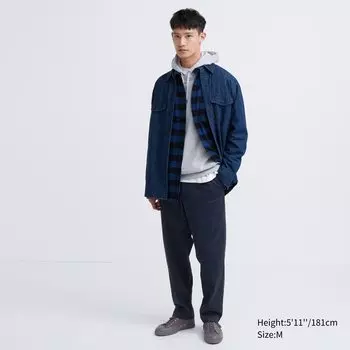 Легкие брюки свободного кроя из хлопка Uniqlo, темно-синий