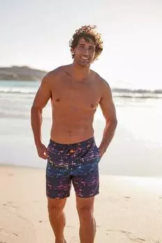 Легкие быстросохнущие шорты с принтом «Deep Dive» и эластичной резинкой на талии Animal, мультиколор